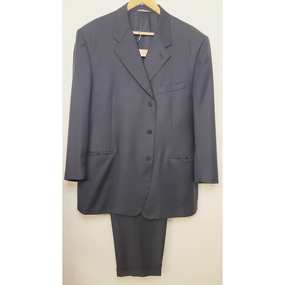 Canali Men's 48R Suit Blue Check Wool Super 120s 62EU Jacket Pants 38x28 - Picture 1 of 16